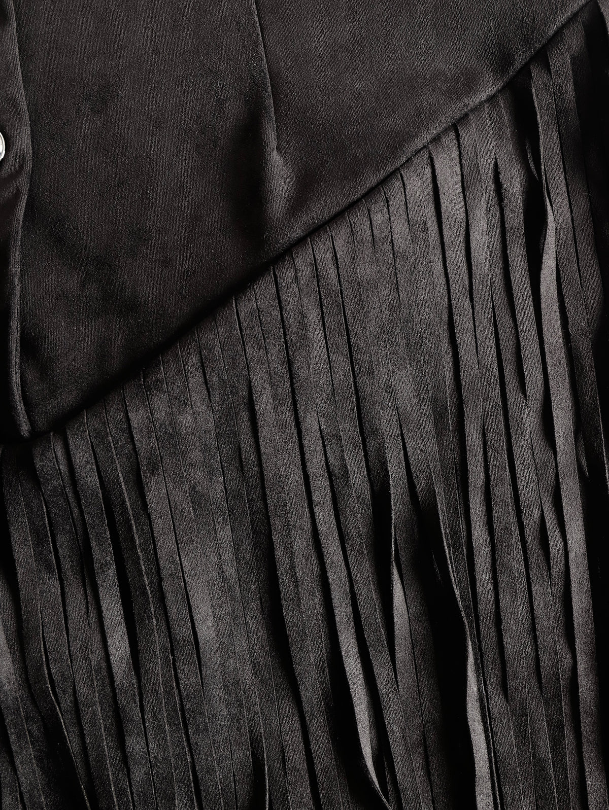 Vestido Mini Ante Sintético Negro con Flecos Western