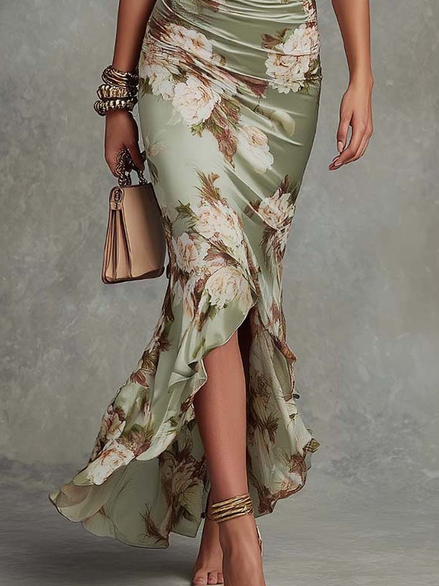 Anastasia · Vestido Largo Asimétrico Verde