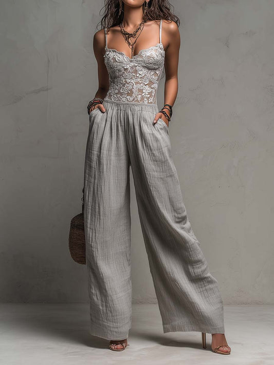 Ariadna · Mono Boho Encaje Pernera Ancha