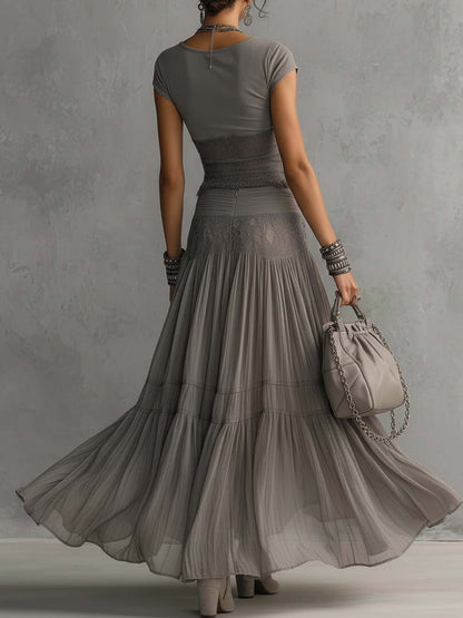 Paulina – Conjunto de encaje gris estilizador