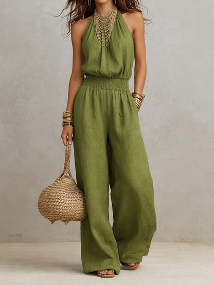 Marta · Mono Halter con Cintura Fruncida
