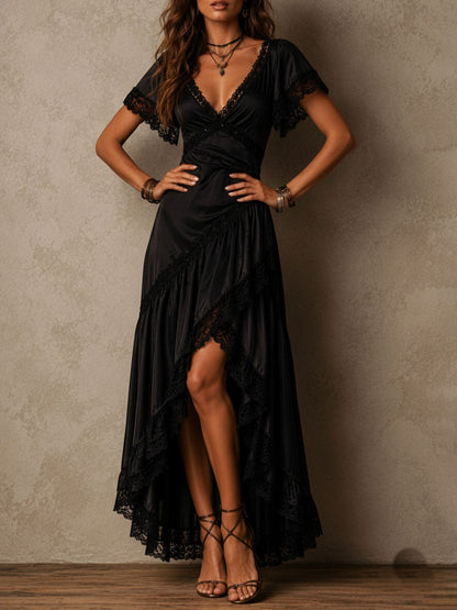 Elena · Vestido Maxi Cruzado con Encaje