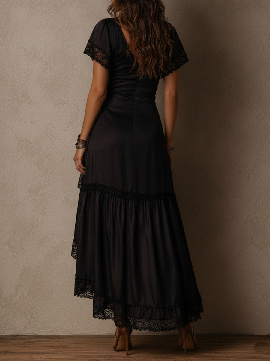 Elena · Vestido Maxi Cruzado con Encaje