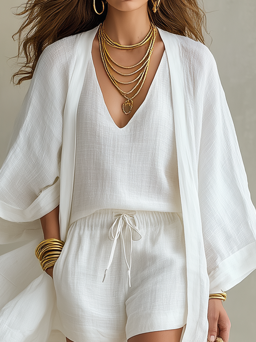 Candela · Conjunto Tres Piezas Efecto Lino