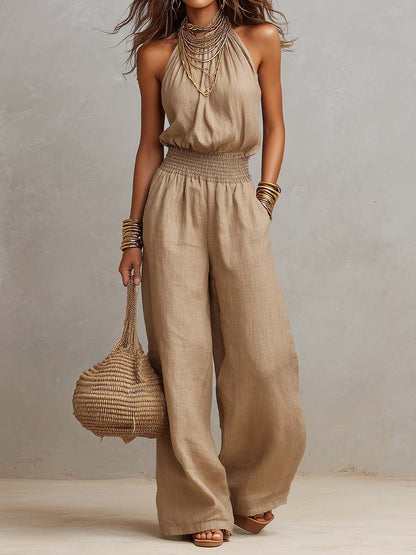 Marta · Mono Halter con Cintura Fruncida