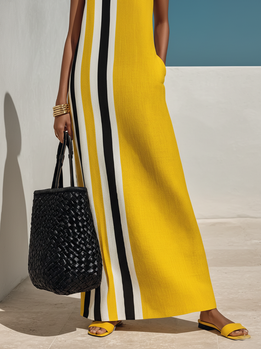 Paloma · Vestido Maxi Estampado Contraste
