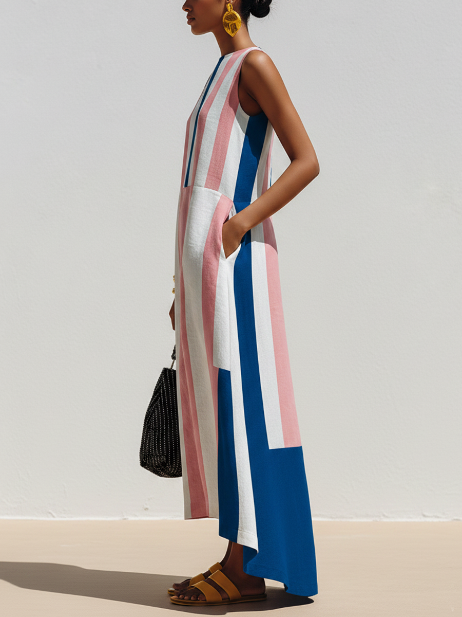 Candela · Vestido Maxi Cuello Redondo Estampado