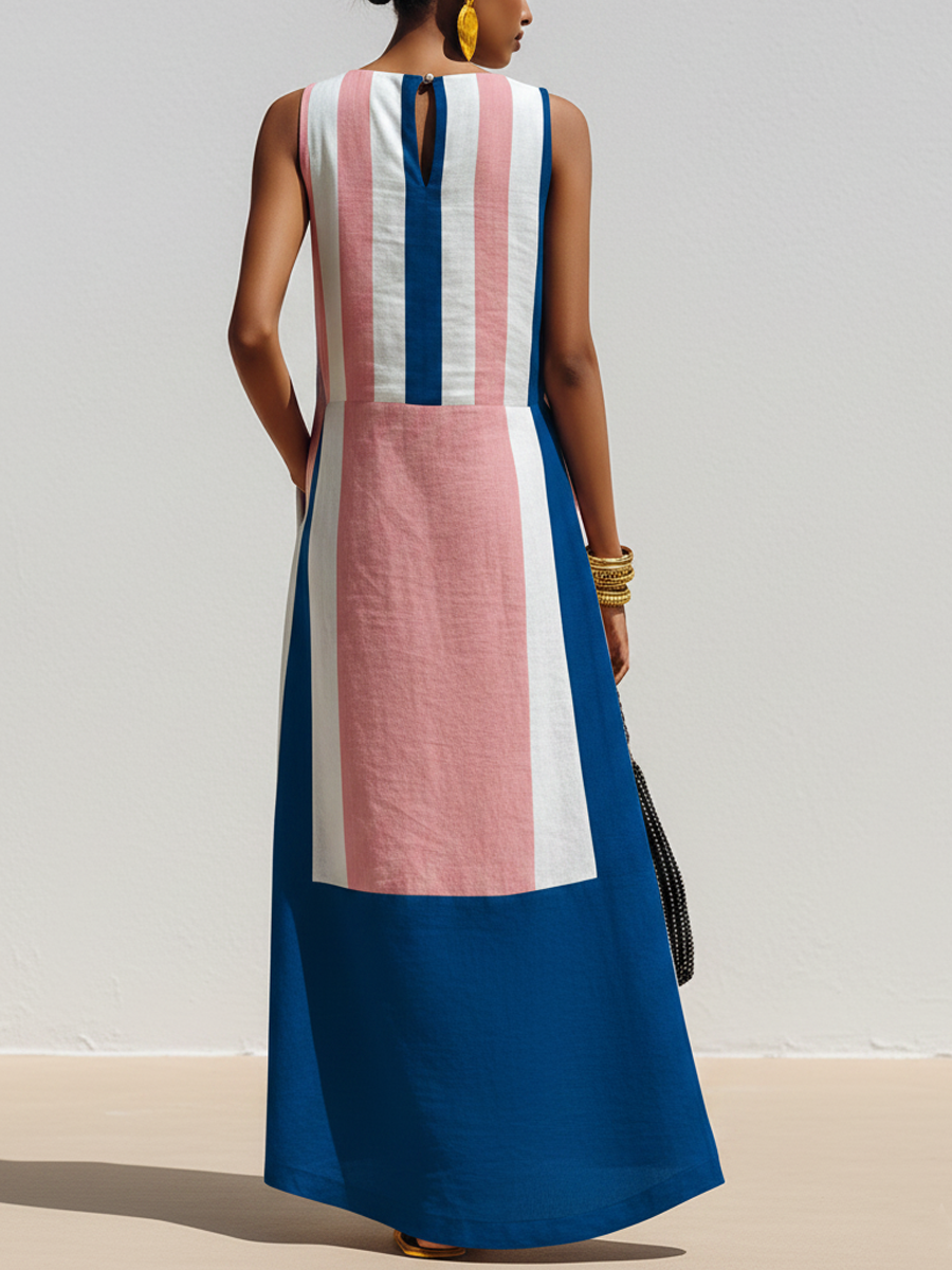 Candela · Vestido Maxi Cuello Redondo Estampado