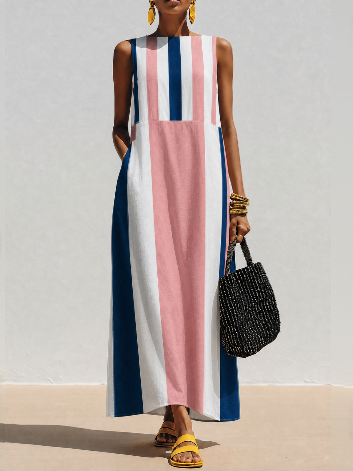 Candela · Vestido Maxi Cuello Redondo Estampado