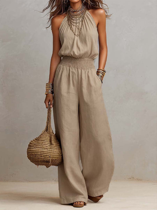 Marta · Mono Halter con Cintura Fruncida