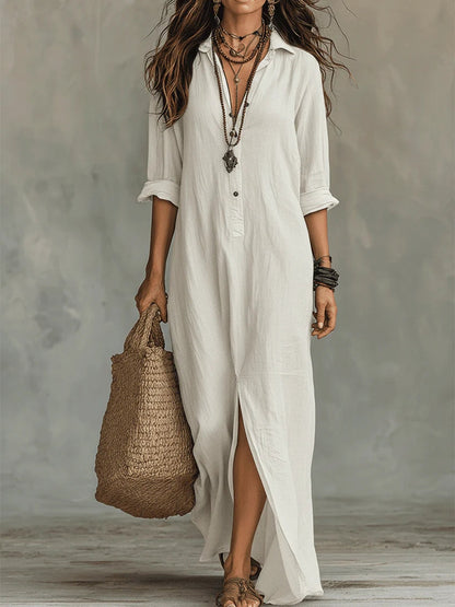 Alicia · Vestido Maxi Negro con Botones