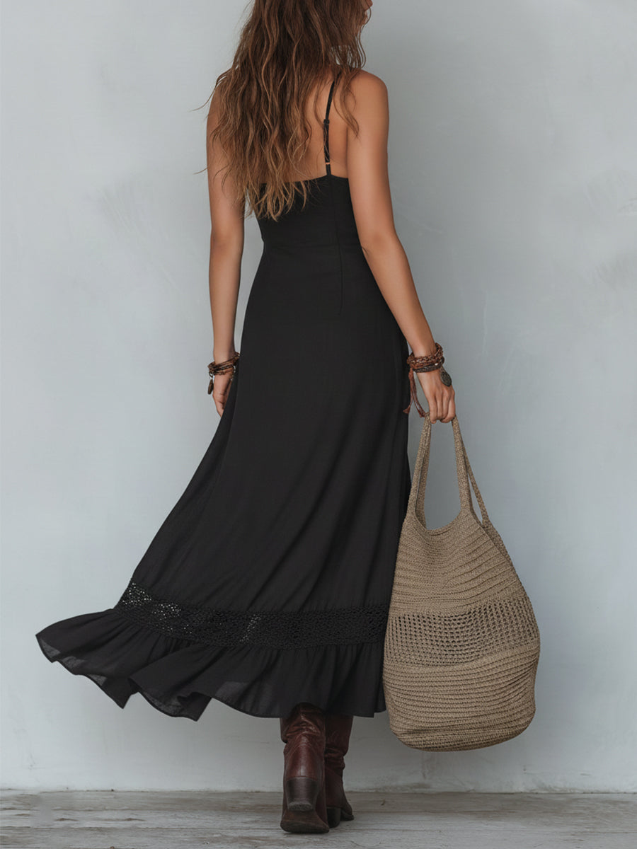 Alma · Vestido Largo de Tencel con Encaje