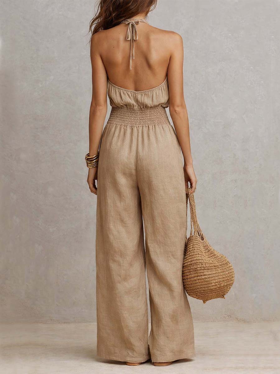 Marta · Mono Halter con Cintura Fruncida