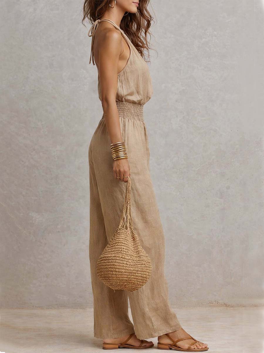 Marta · Mono Halter con Cintura Fruncida