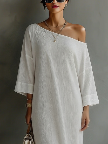 Inés · Vestido Maxi Un Hombro de Lino y Algodón