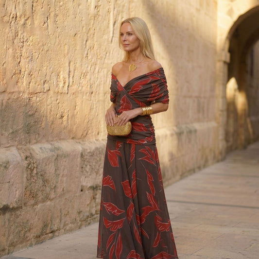 Poppy | Vestido Elegante Estampado de Hojas