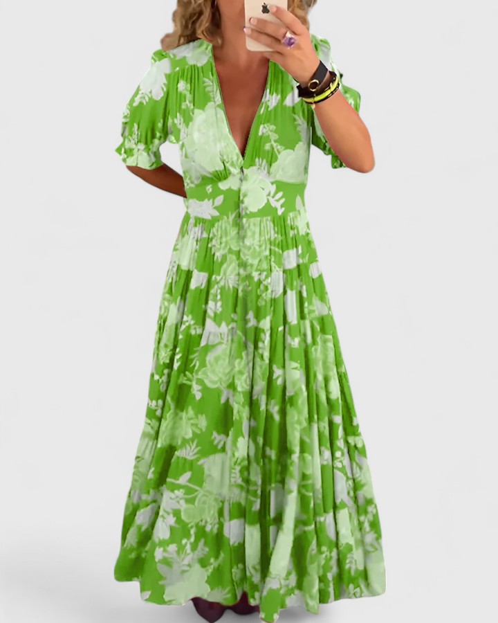 Minelda – Vestido floral con escote en V