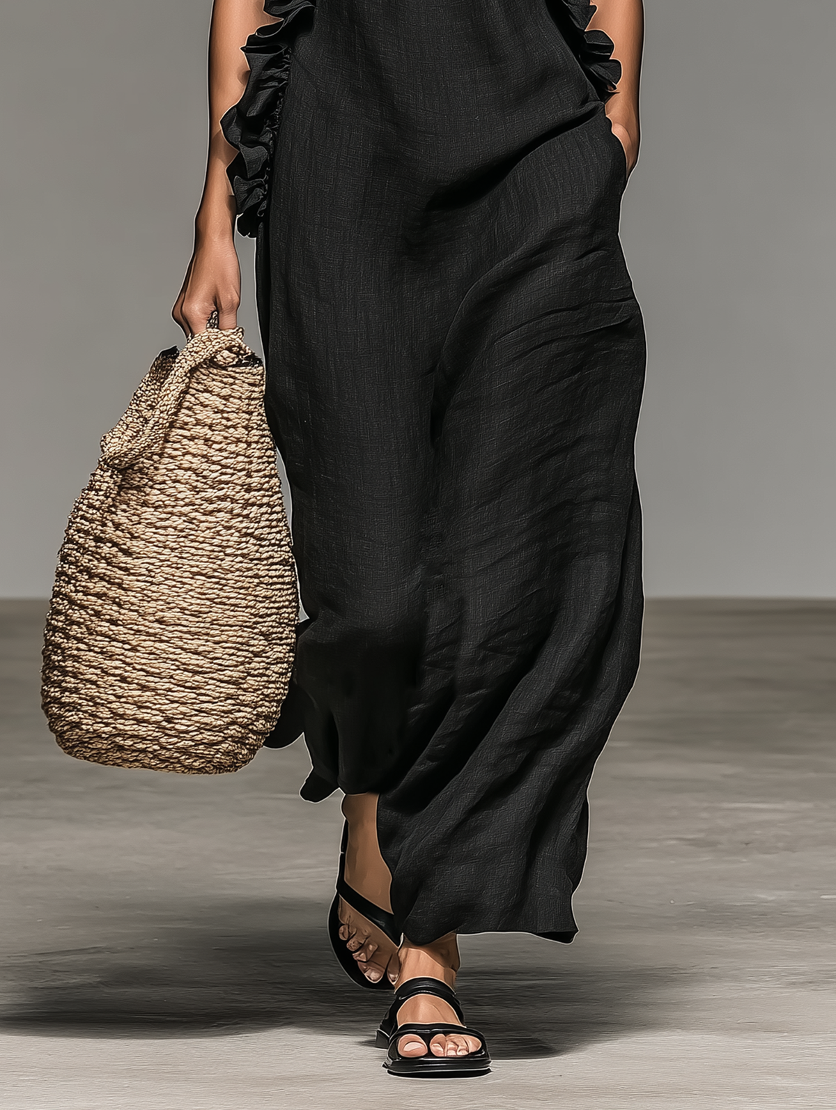 Lua · Vestido Maxi Halter con Bolsillos