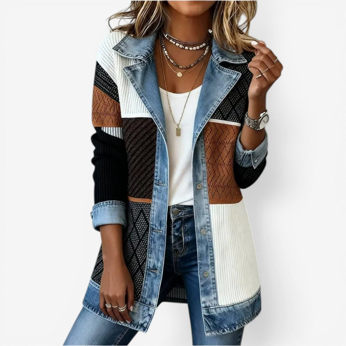Emilia | Chaqueta efecto denim combinada