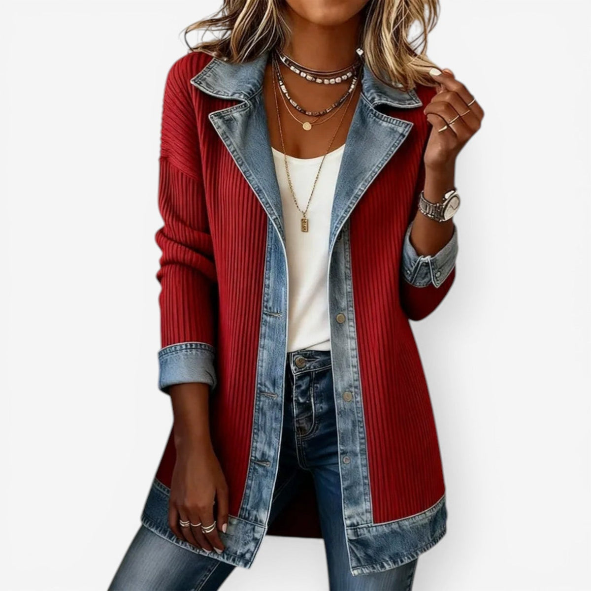 Emilia | Chaqueta efecto denim combinada