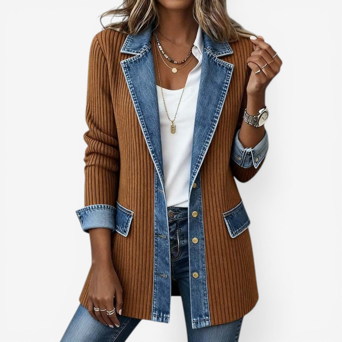 Emilia | Chaqueta efecto denim combinada
