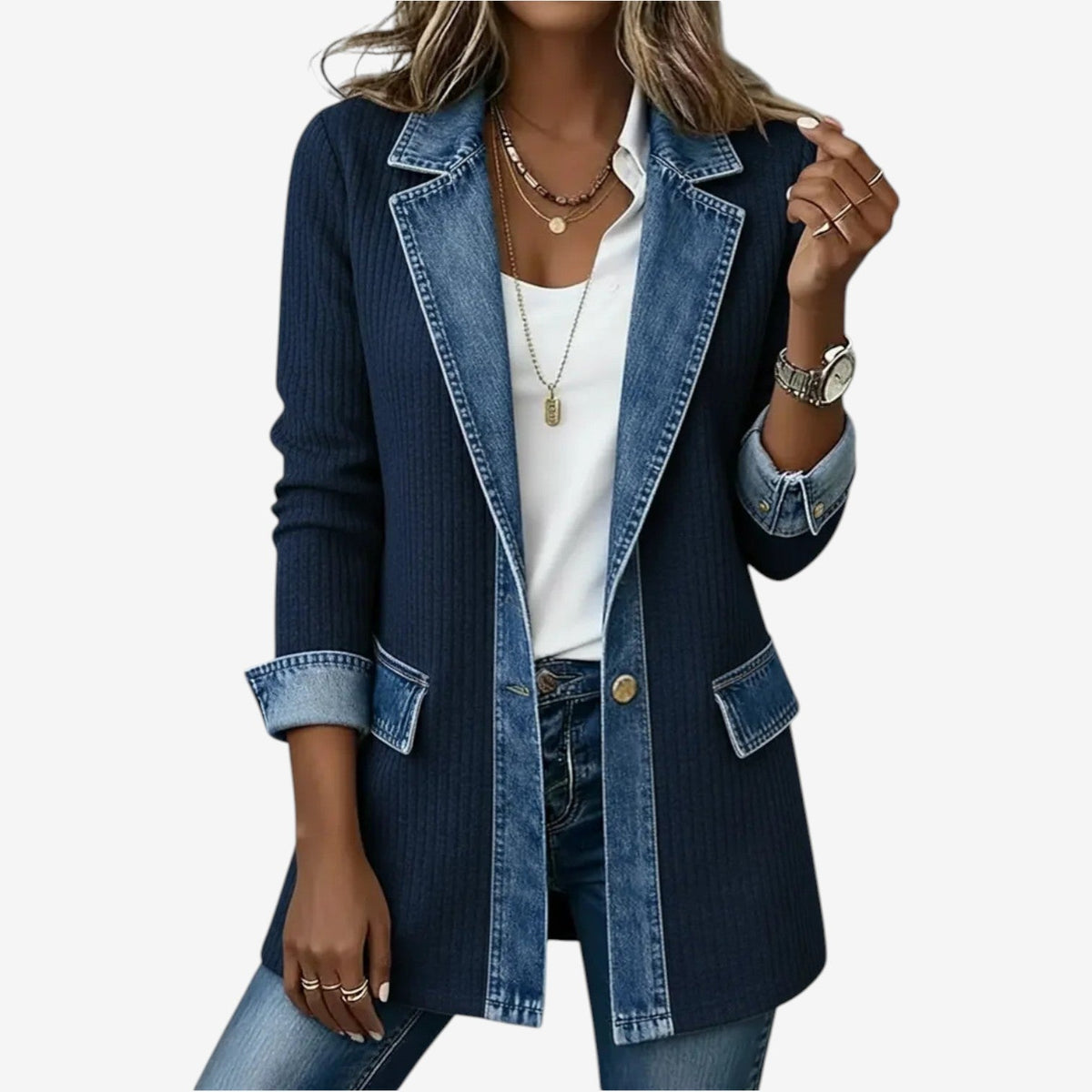 Emilia | Chaqueta efecto denim combinada