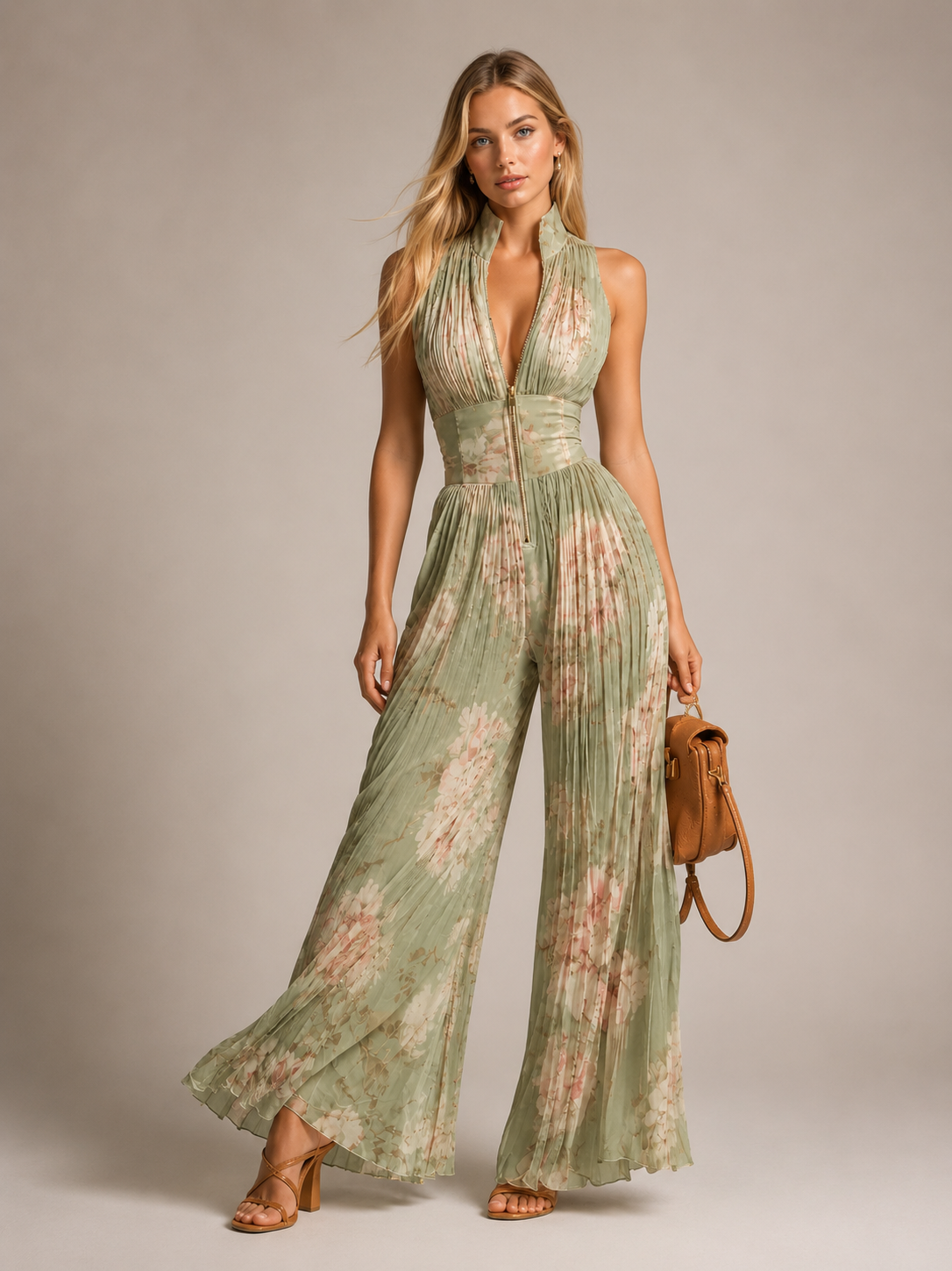 Valentina | Combinaison plissée vert sauge™