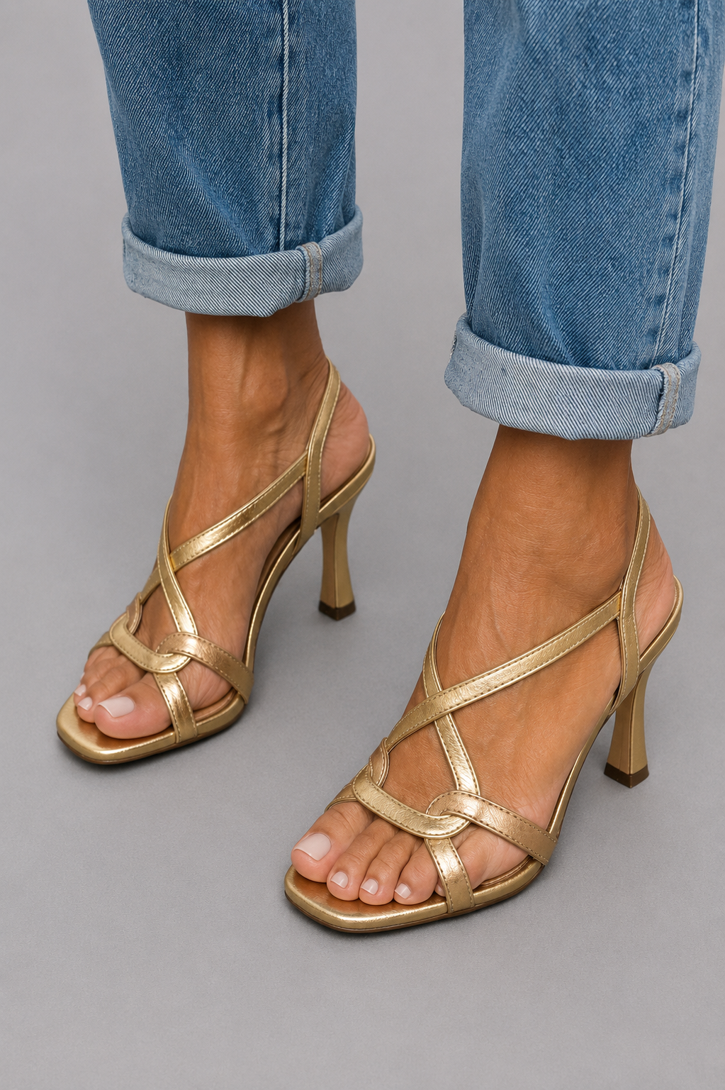 Cassie | Sandalias de tacón doradas