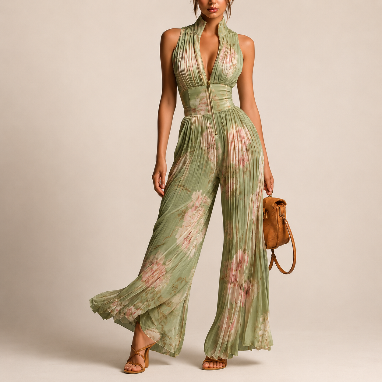 Valentina | Combinaison plissée vert sauge™