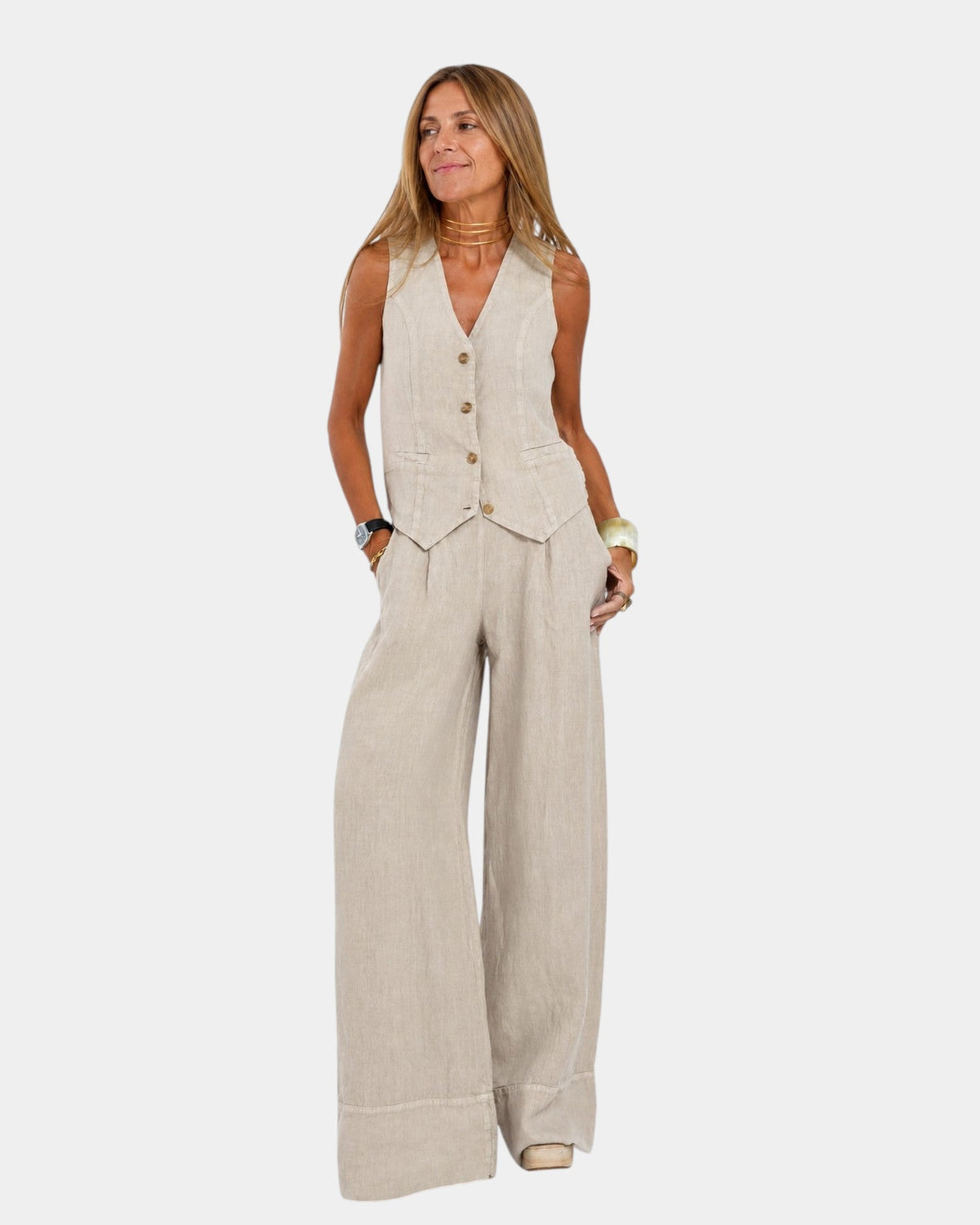 Inés · Conjunto Chaleco y Pantalón de Pierna Ancha