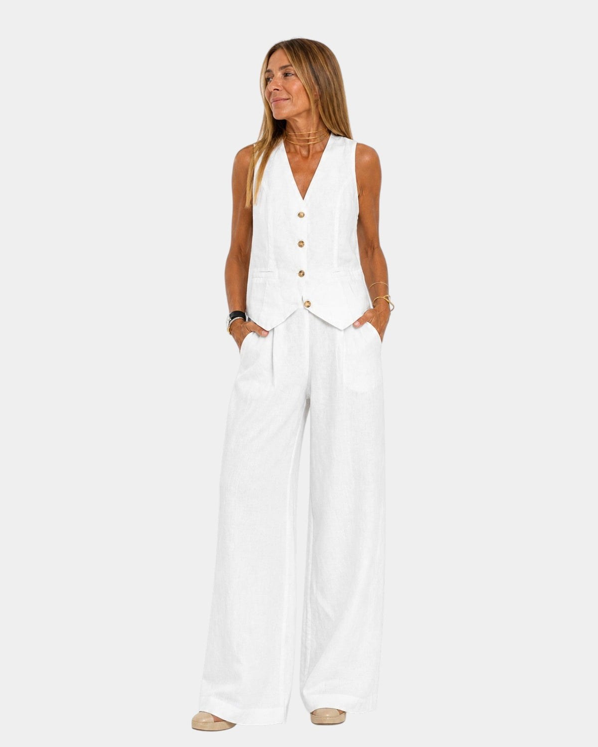 Inés · Conjunto Chaleco y Pantalón de Pierna Ancha