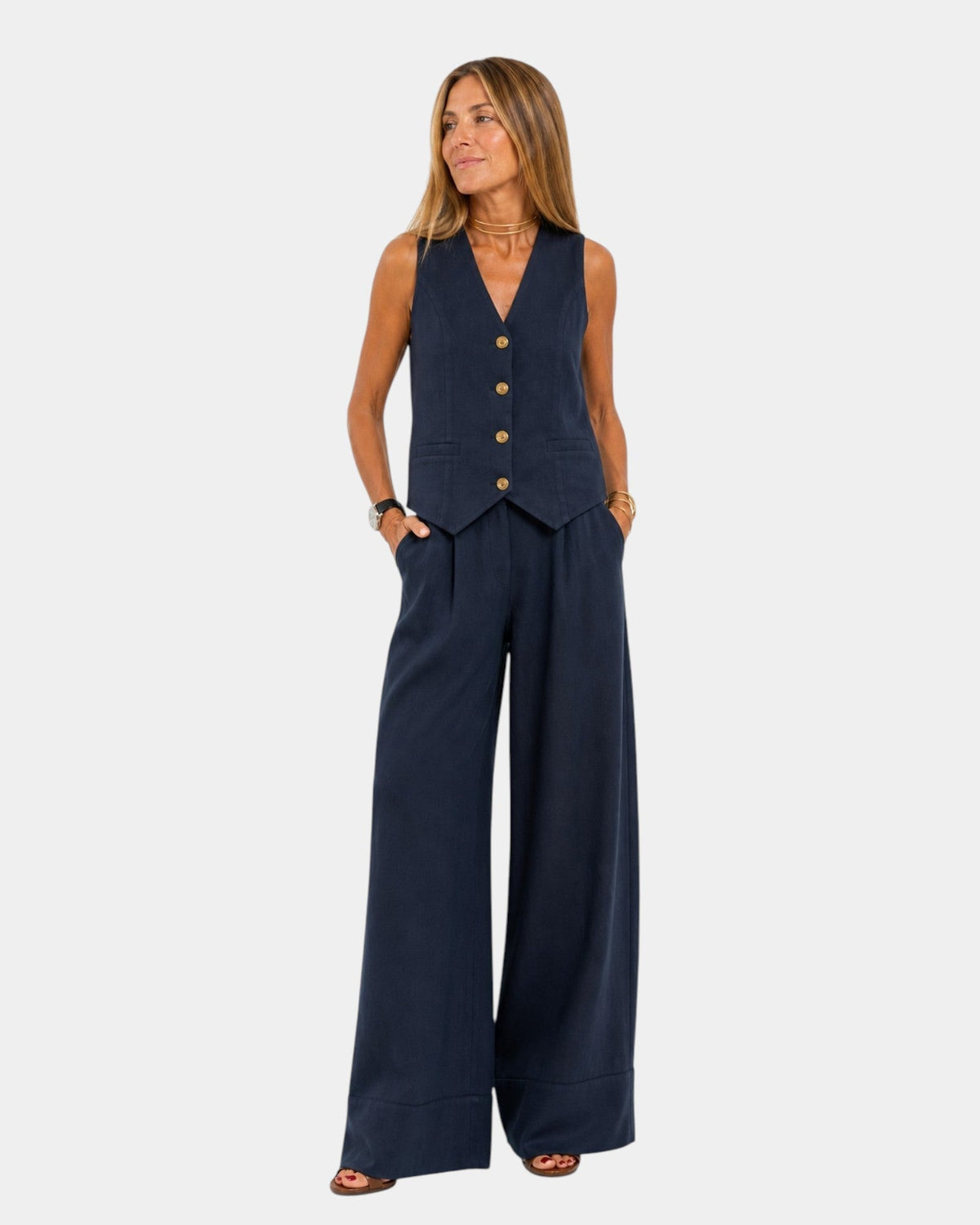 Inés · Conjunto Chaleco y Pantalón de Pierna Ancha