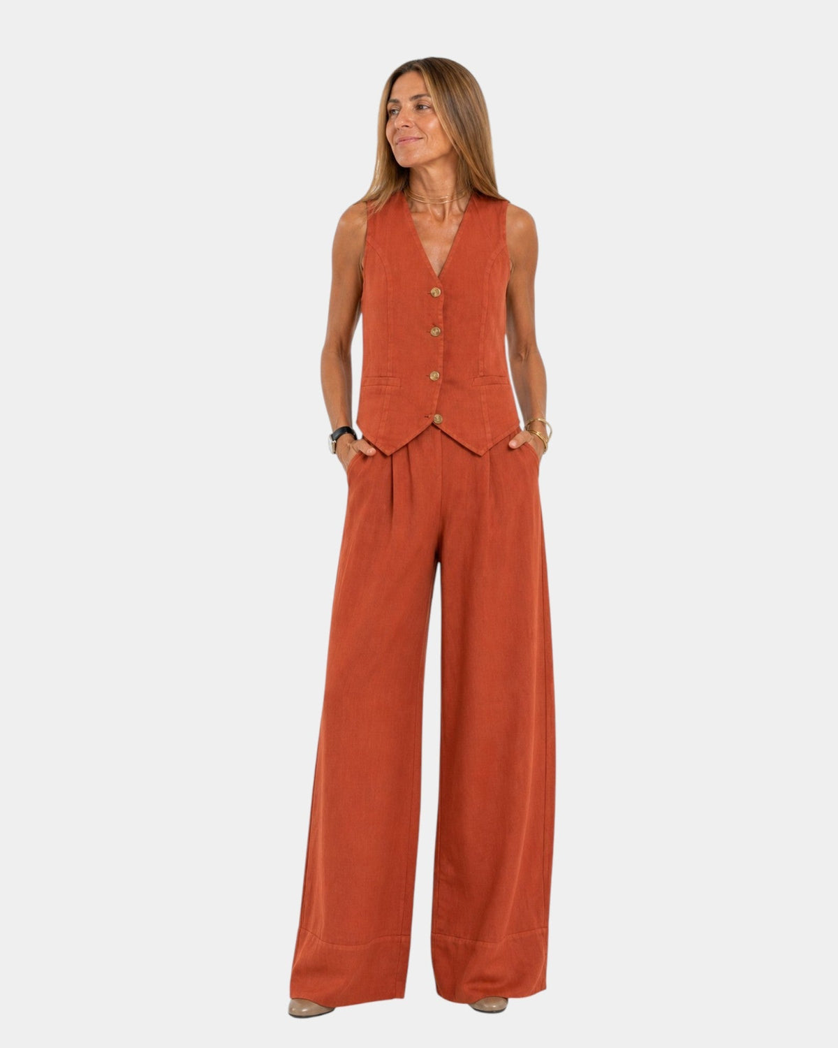 Inés · Conjunto Chaleco y Pantalón de Pierna Ancha