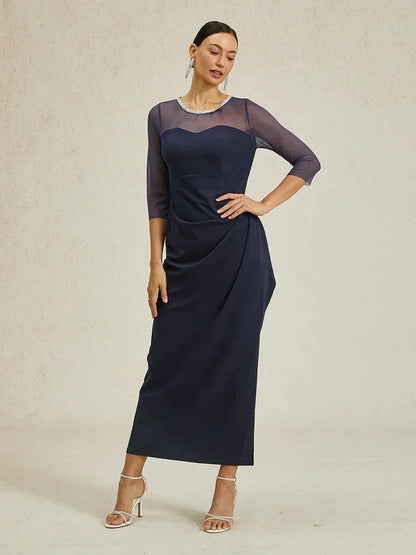 Vestido midi entallado con drapeado
