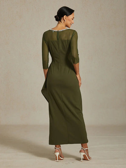 Vestido midi entallado con drapeado