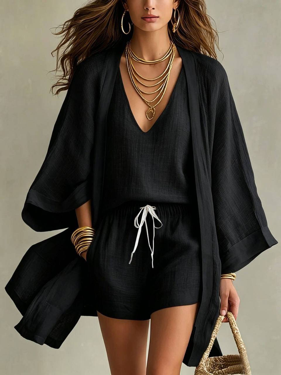 Candela · Conjunto Tres Piezas Efecto Lino