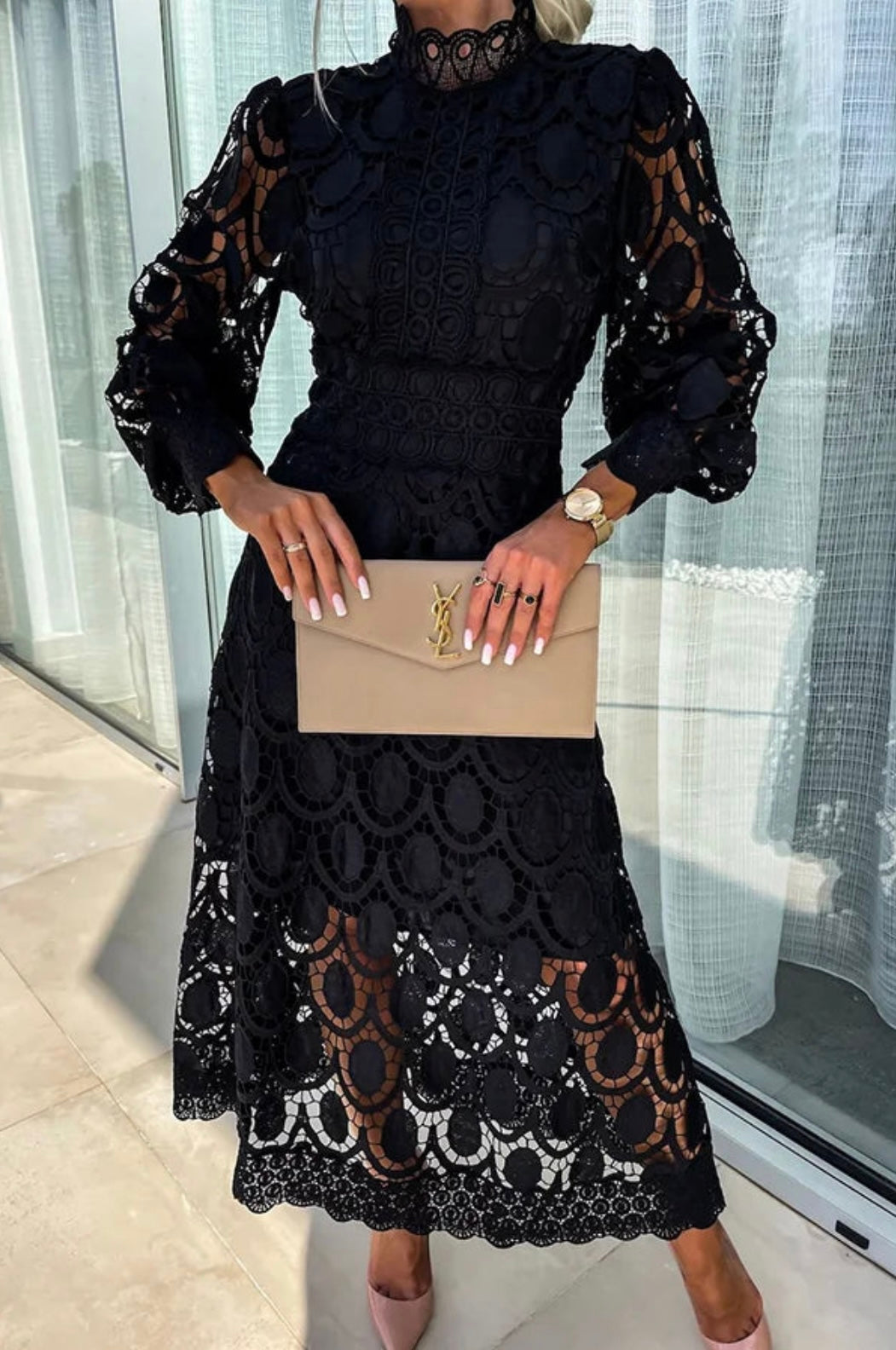 Eloah | Vestido Midi de Encaje Elegante