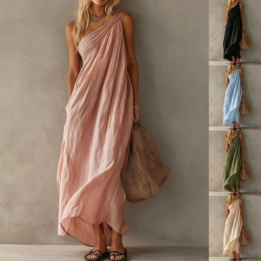 Aitana · Vestido Maxi Asimétrico Fruncido