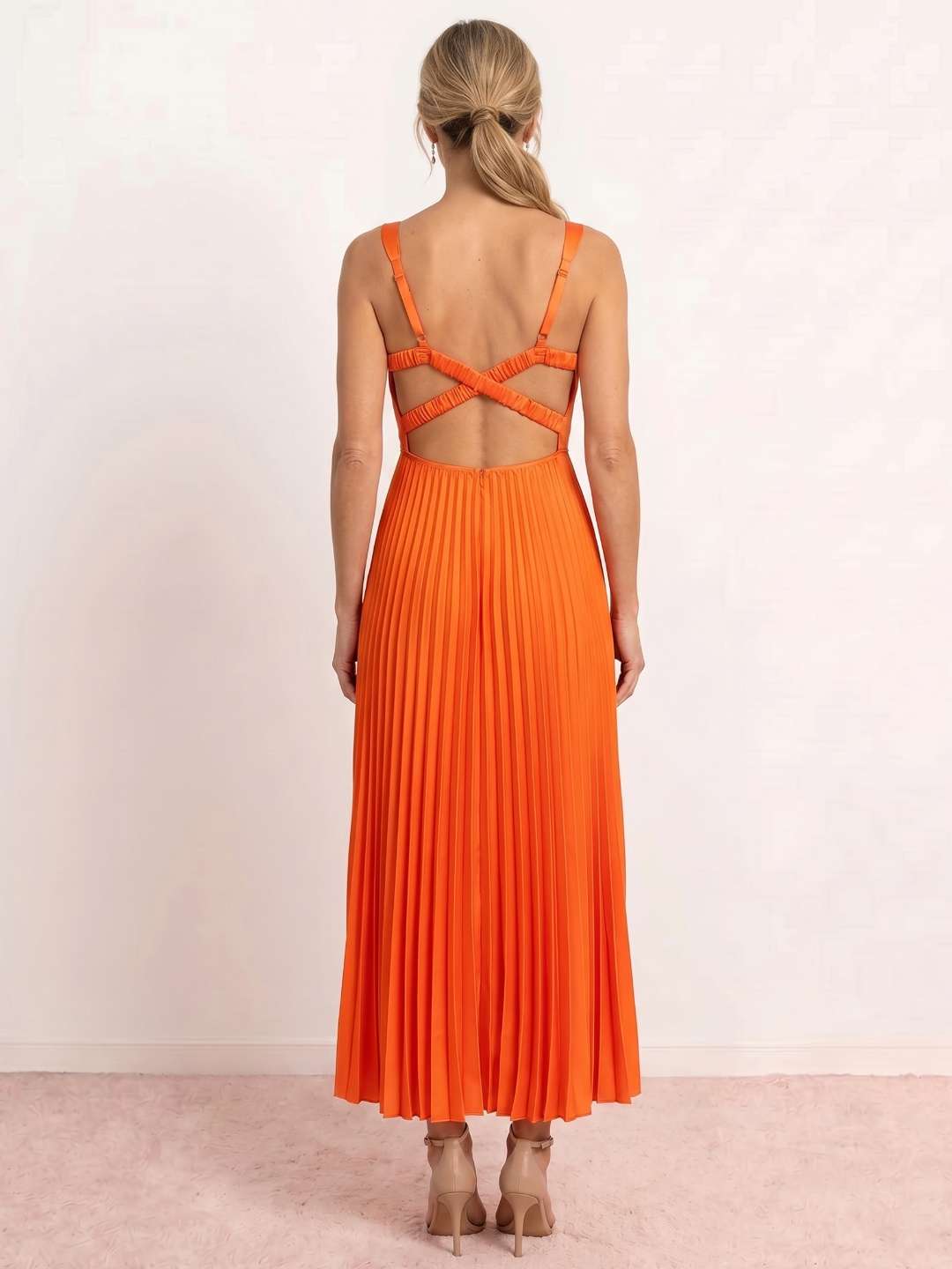 Vestido midi plisado vesta