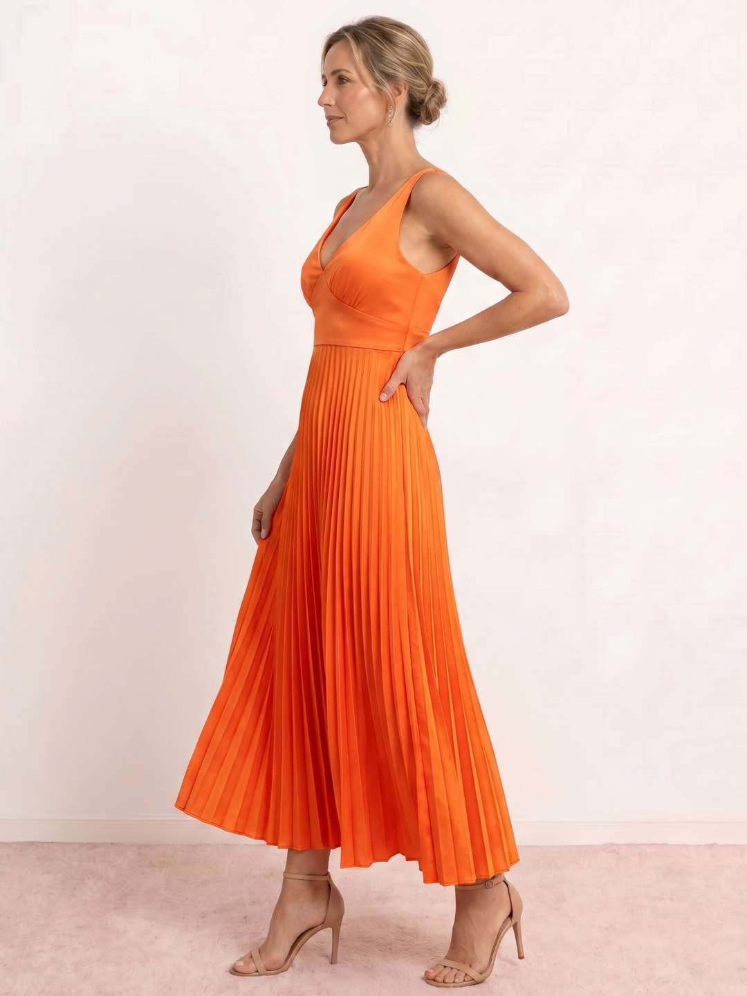 Vestido midi plisado vesta