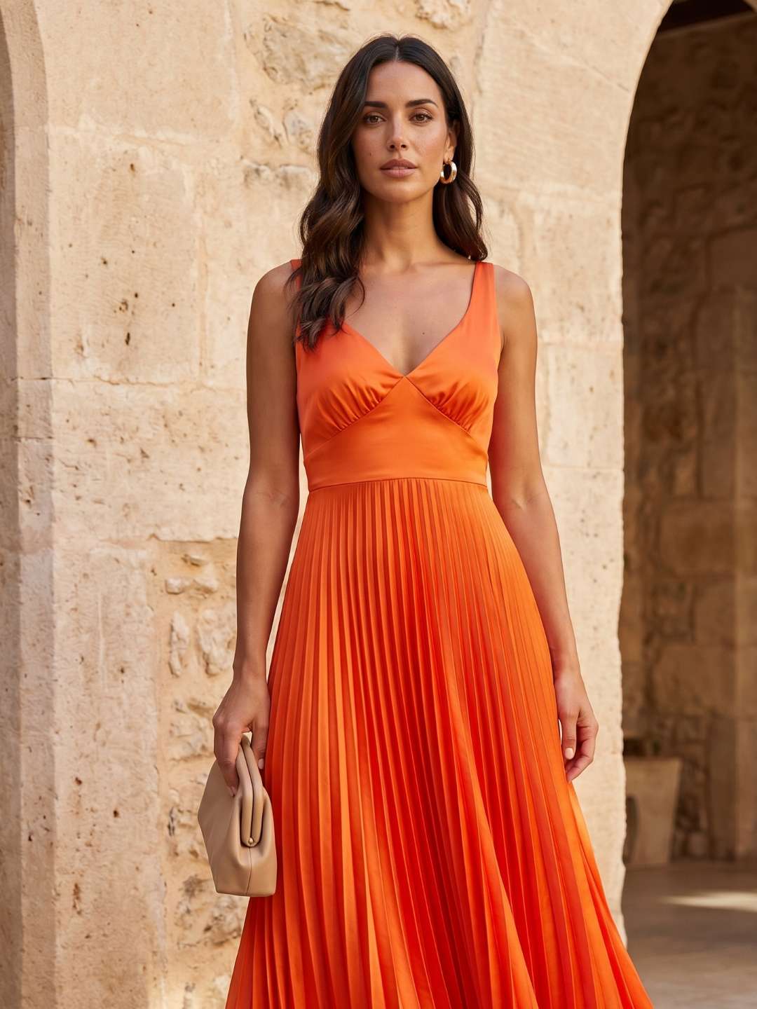 Vestido midi plisado vesta