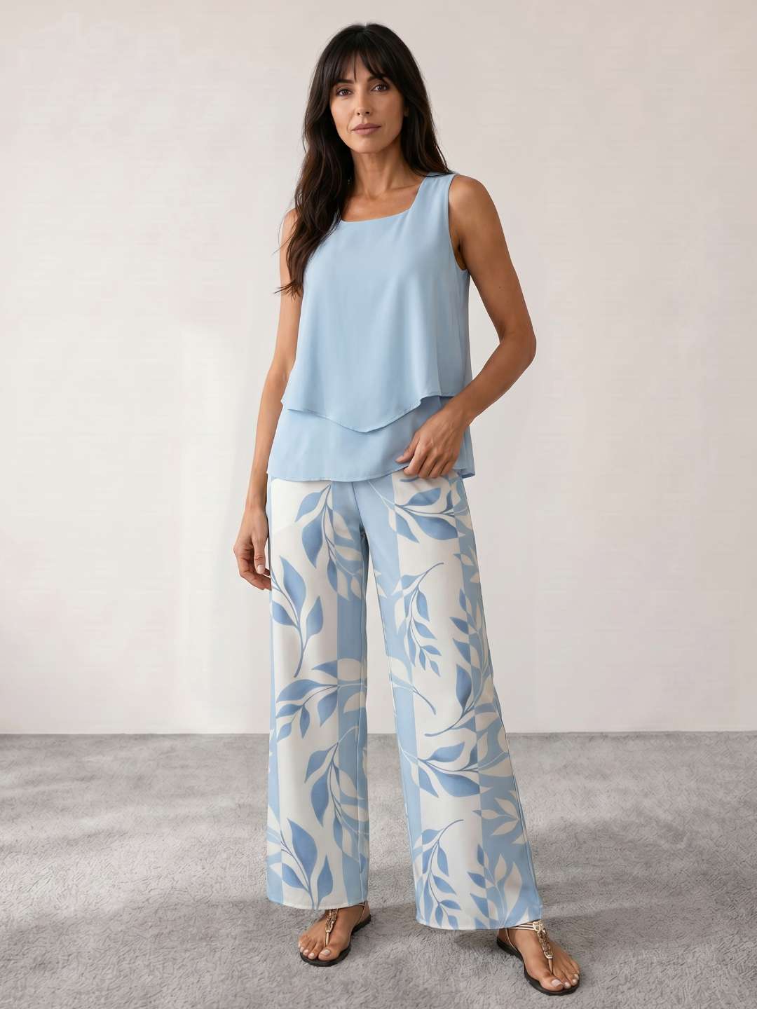 Conjunto fluido estampado de dos piezas