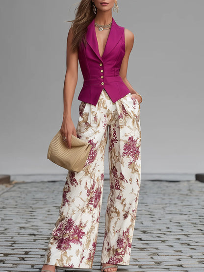 Margarita · Conjunto de Chaleco y Pantalón Floral