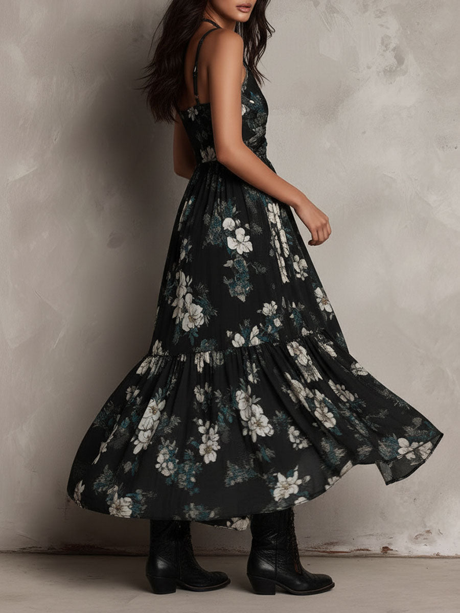 Vera · Vestido Maxi Boho Floral Asimétrico