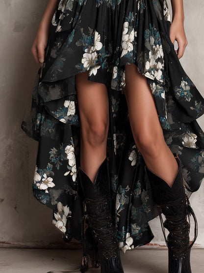 Vera · Vestido Maxi Boho Floral Asimétrico