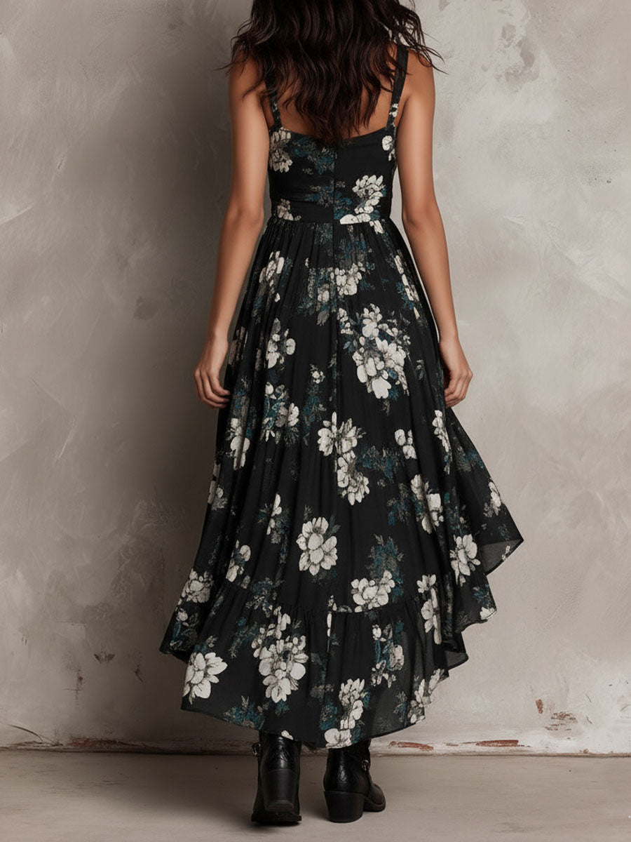 Vera · Vestido Maxi Boho Floral Asimétrico
