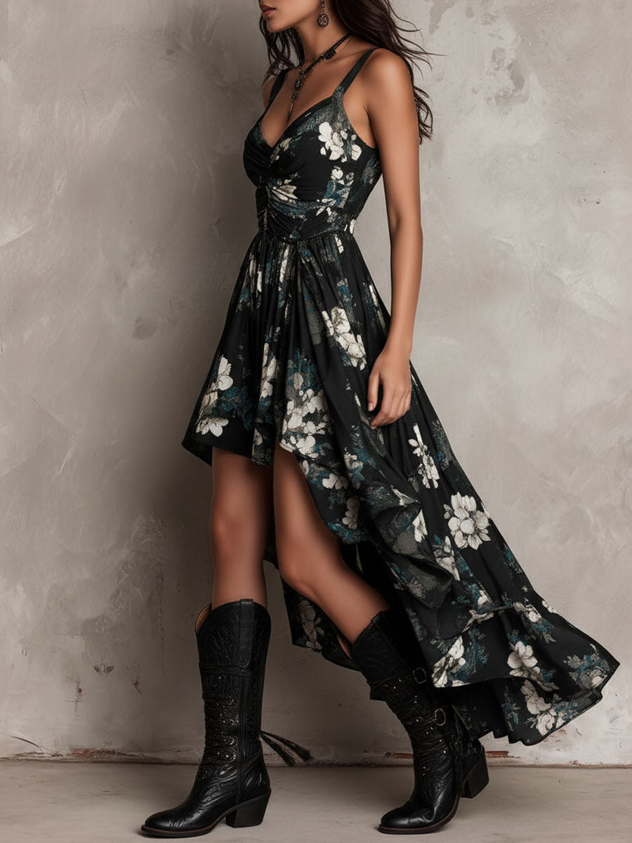 Vera · Vestido Maxi Boho Floral Asimétrico