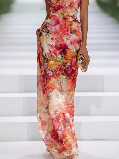 Macarena · Vestido Maxi de Gasa con Escote Halter