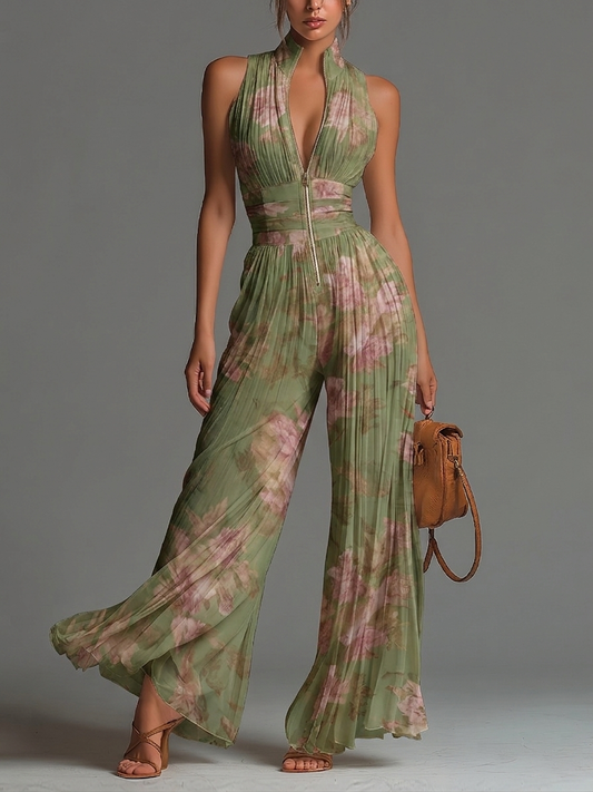 Cecilia · Mono Largo de Gasa con Estampado Floral