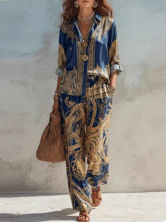 Valeria · Conjunto Camisa Barroca y Pantalón